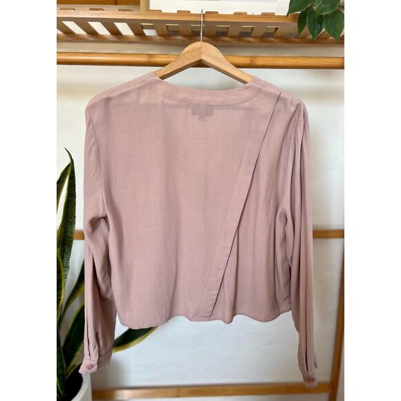 Topshop Cropped Pink Button Down Blouse - Picture 2 of 6